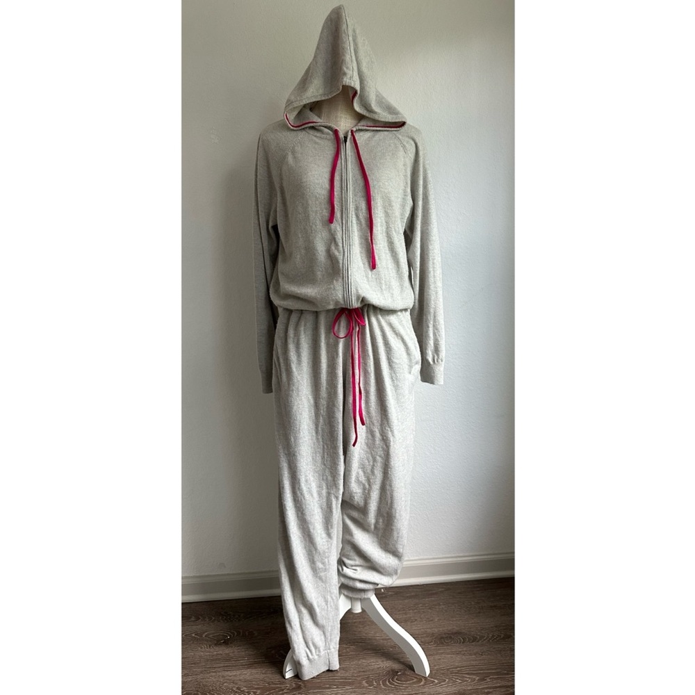 Boden Cozy Gray Cashmere Hooded Jumpsuit Loungewear Athleisure 14